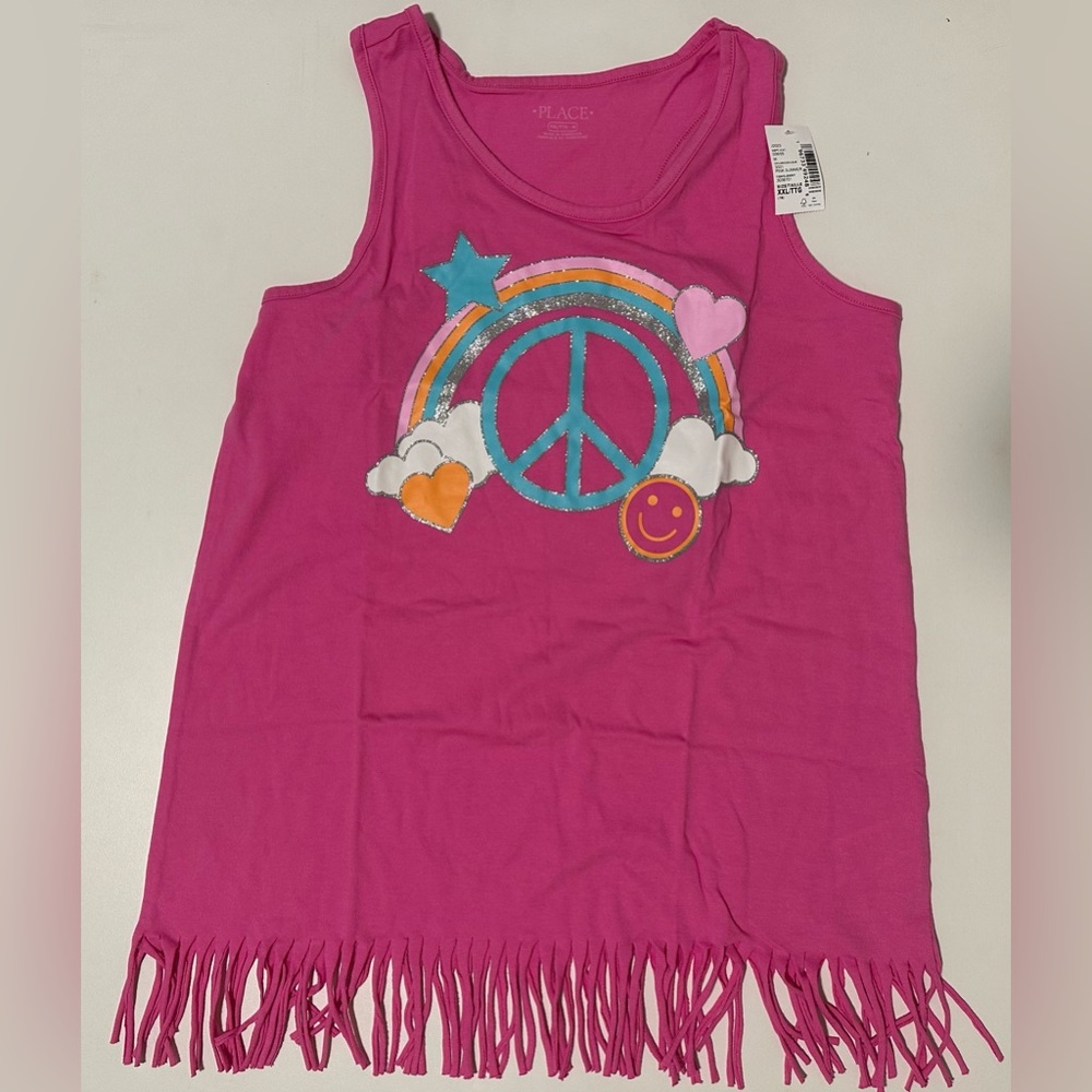 Children’s Place Girls Pink Summer Fringed Tank Top Size XXL NWT